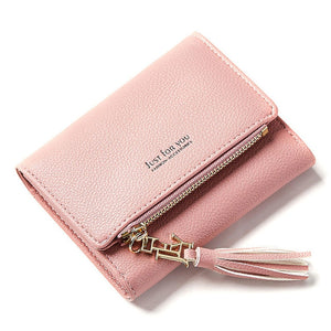 Luxury brand short zipper leather wallet