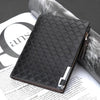 Men's leather wallet with three fold zipper