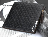 Men's leather wallet with three fold zipper