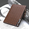 Men's leather wallet with three fold zipper