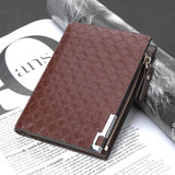 Men's leather wallet with three fold zipper