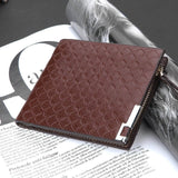 Men's leather wallet with three fold zipper