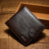 Genuine leather men's wallet with three layers