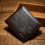 Genuine leather men's wallet with three layers