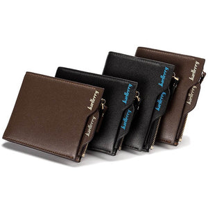 Short, three-story leather men's wallet